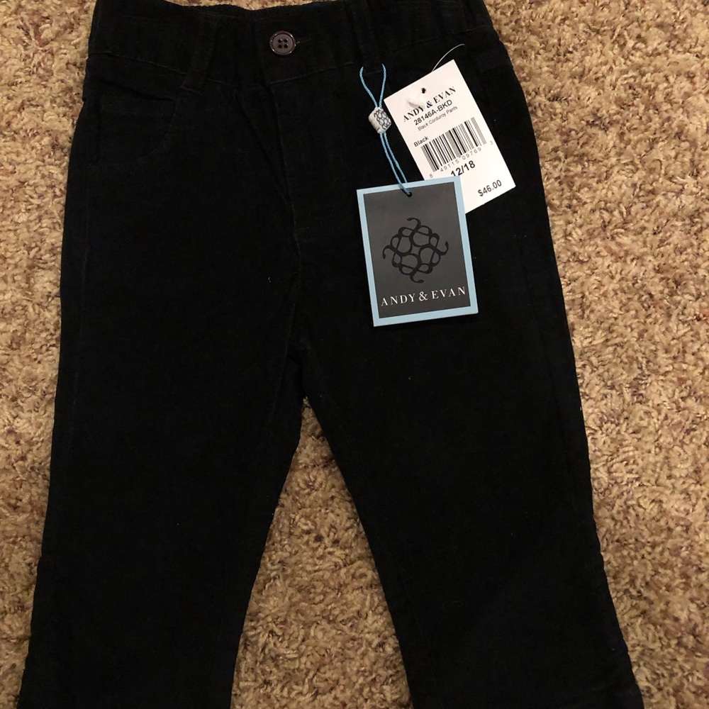 Andy & Evan Boys Black Corduroy Pants NWT